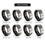 font options for inside engraving on black & grey bevel gauge rings