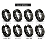 font options for inside engraving on black & silver bevel gauge rings