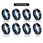 font options for inside engraving on blue & silver bga package rings