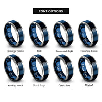 font options for inside engraving on blue & silver bga package rings