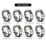 font options for inside engraving on gray bga package rings