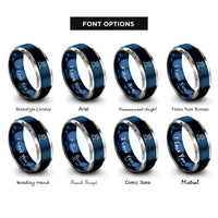 font options for inside engraving on blue & gray biathlete skiing rifle rings