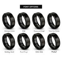 font options for inside engraving on black bib heart rings