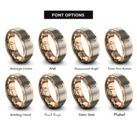 font options for inside engraving on rose gold bib heart rings
