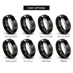 font options for inside engraving on black & gray bible cross rings
