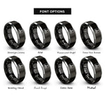 font options for inside engraving on black & gray bicycle route sign rings