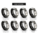 font options for inside engraving on black & silver bicycle route sign rings