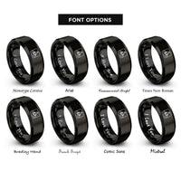 font options for inside engraving on black bicycle route sign rings