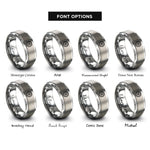 font options for inside engraving on grey bicycle wheel rings