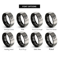 font options for inside engraving on black & gray big band sax rings