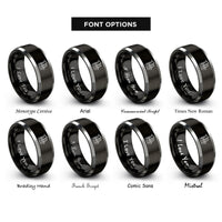 font options for inside engraving on black & grey big band sax rings