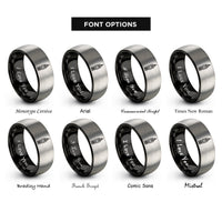 font options for inside engraving on black & silver big ben stamp rings