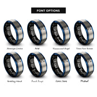 font options for inside engraving on black & blue & grey big dipper rings