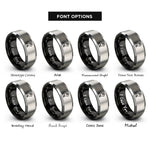 font options for inside engraving on black & grey bighorn sheep rings