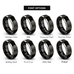 font options for inside engraving on black & silver bighorn sheep rings