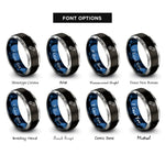 font options for inside engraving on black & blue & grey bike chain link rings