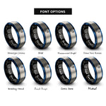 font options for inside engraving on black & blue & silver bike chain link rings