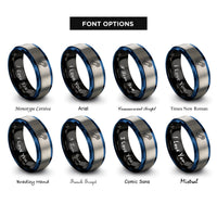 font options for inside engraving on black & blue & silver bike chain link rings