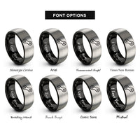 font options for inside engraving on black & grey bike chain link rings