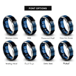 font options for inside engraving on blue & silver bike cog chain rings