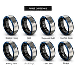 font options for inside engraving on black & blue & gray bike icon helmet rings