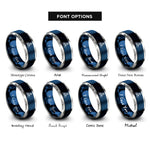 font options for inside engraving on blue & grey bike icon helmet rings