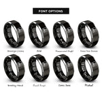 font options for inside engraving on black & silver bike lane symbol rings