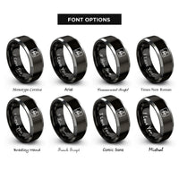 font options for inside engraving on black & silver bike lane symbol rings