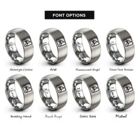 font options for inside engraving on grey bike lane symbol rings