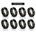 font options for inside engraving on black & silver bike pump rings