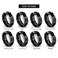 font options for inside engraving on black & silver bike pump rings
