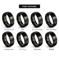 font options for inside engraving on black bike ride rings