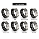 font options for inside engraving on black & grey billy goat rings