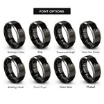font options for inside engraving on black & gray billy goat rings