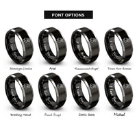 font options for inside engraving on black & gray billy goat rings