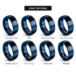 font options for inside engraving on blue binary 0101 band rings