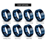 font options for inside engraving on blue binary 0101 band rings
