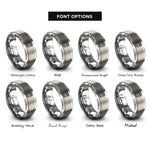 font options for inside engraving on silver binary 0101 band rings