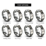 font options for inside engraving on grey binary 0101 band rings