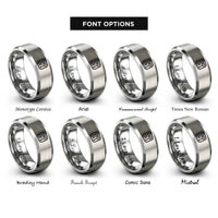 font options for inside engraving on grey binary 0101 band rings