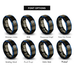 font options for inside engraving on gunmetal & blue binary 0101 band rings
