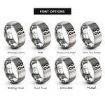 font options for inside engraving on grey binary 0101 pattern rings