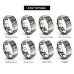 font options for inside engraving on gray binary 0101 pattern rings