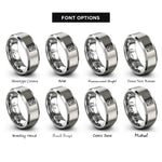 font options for inside engraving on silver binary 0101 pattern rings