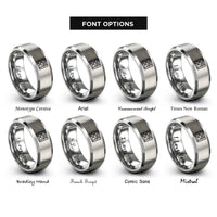 font options for inside engraving on silver binary 0101 pattern rings