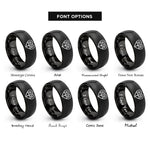 font options for inside engraving on black binary heart rings