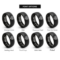 font options for inside engraving on black binary heart rings
