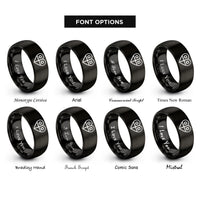 font options for inside engraving on black binary heart rings