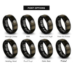 font options for inside engraving on gunmetal & black binary heart rings