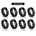 font options for inside engraving on black & silver binary shield rings
